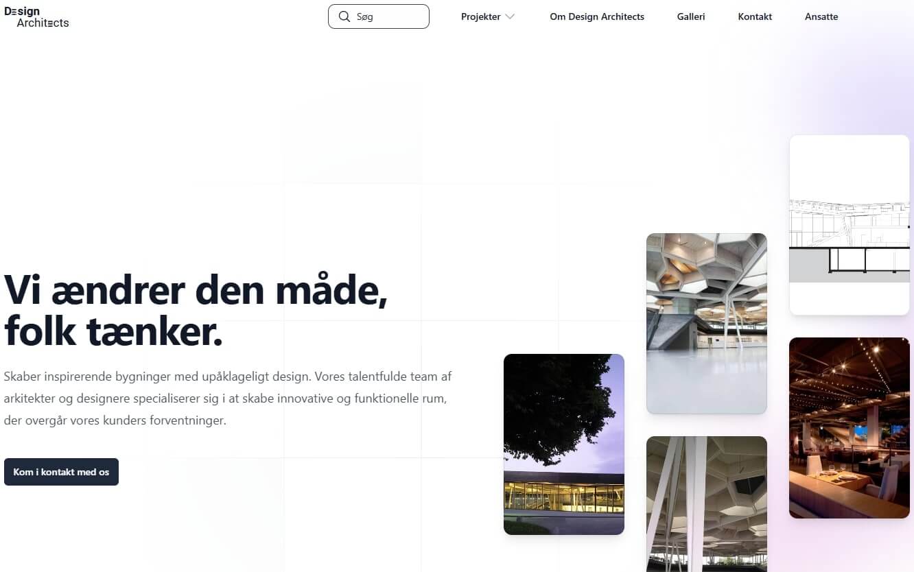 Screenshot of design architects homepage