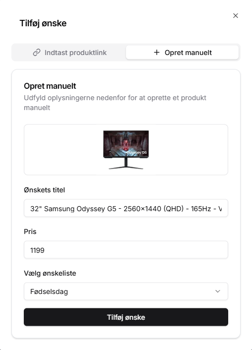creating a manual wish